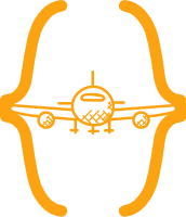 Logo of plane in between curly braces